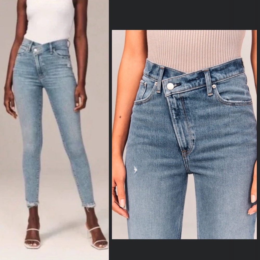 Abercrombie & Fitch Super Skinny High Rise Curve Love Jeans Criss Cross Waist 28